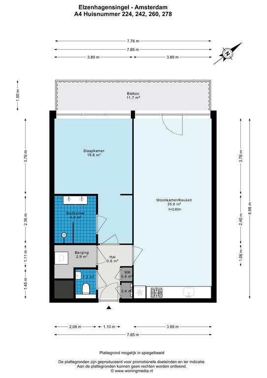 71 m² appartement met balkon in Noord - Afbeelding 14