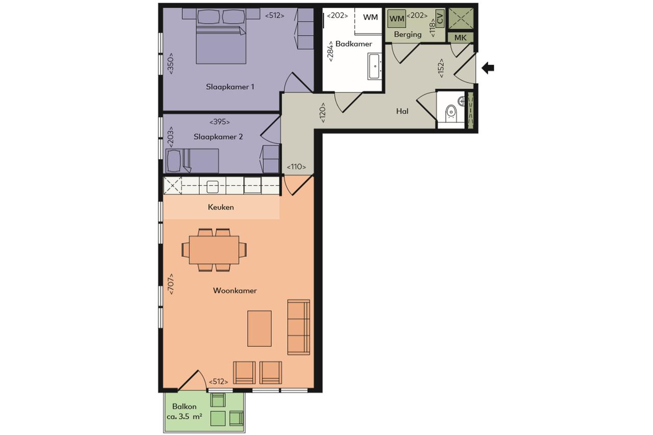 Licht 3-kamerappartement met balkon - Afbeelding 4