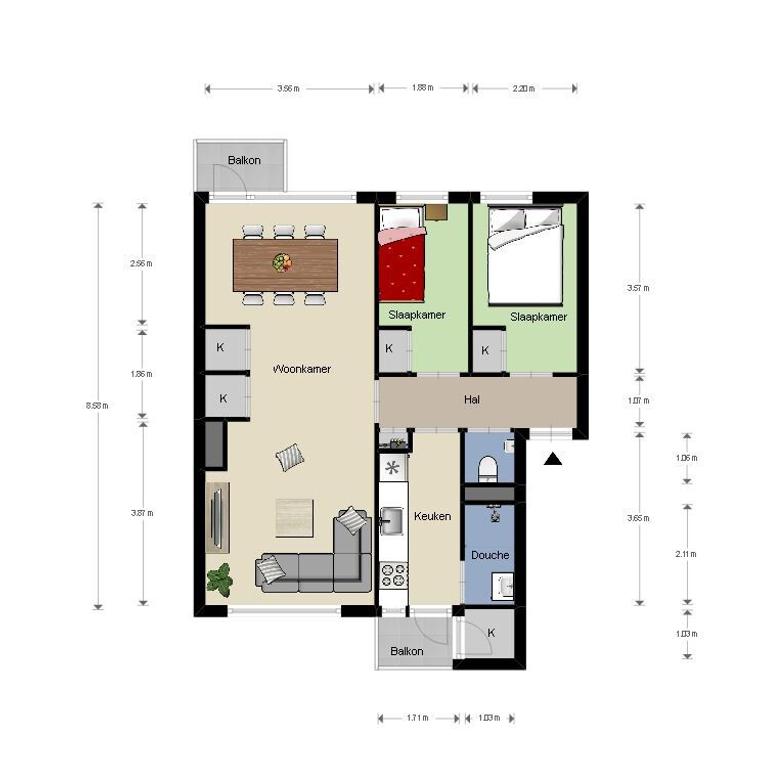 3-kamerappartement met twee balkons - Afbeelding 14