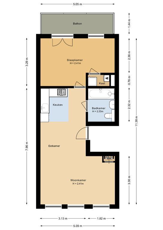 Gemeubileerd wonen met balkon in De Pijp - Afbeelding 14