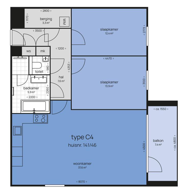 88 m² met balkon aan het Reitdiep - Afbeelding 21