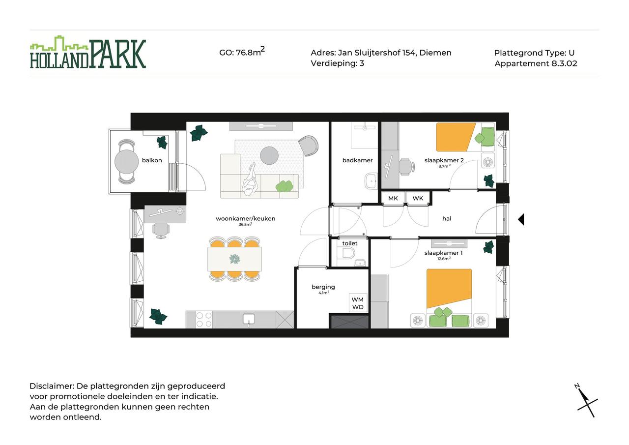 Gemeubileerd 3-kamerappartement in Diemen - Afbeelding 9