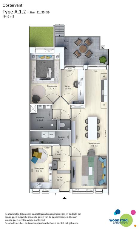 85 m² appartement met 3 slaapkamers - Afbeelding 4