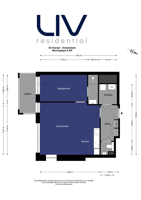 58 m² appartement met A+ label in Bijlmer Centrum - Afbeelding 6