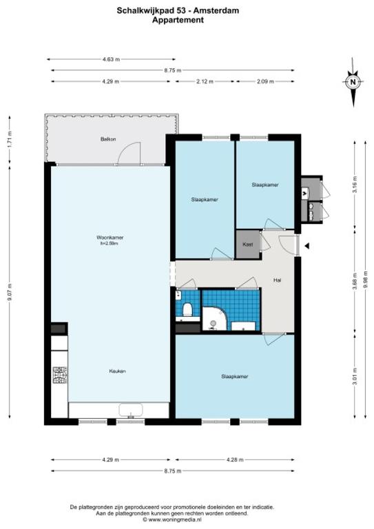Licht 3-slaapkamerappartement met balkon - Afbeelding 15