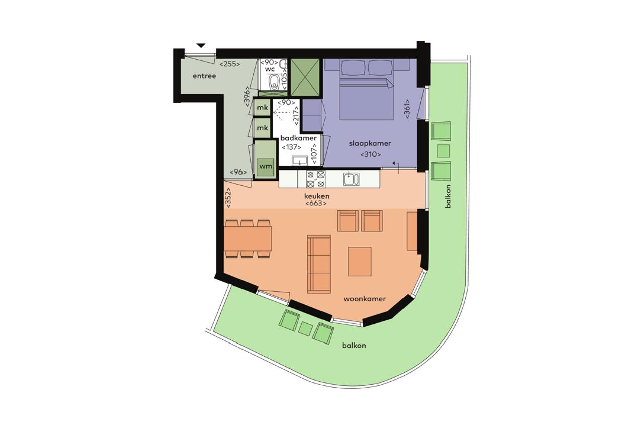 Zuidbalkon op de 8e verdieping - Afbeelding 13