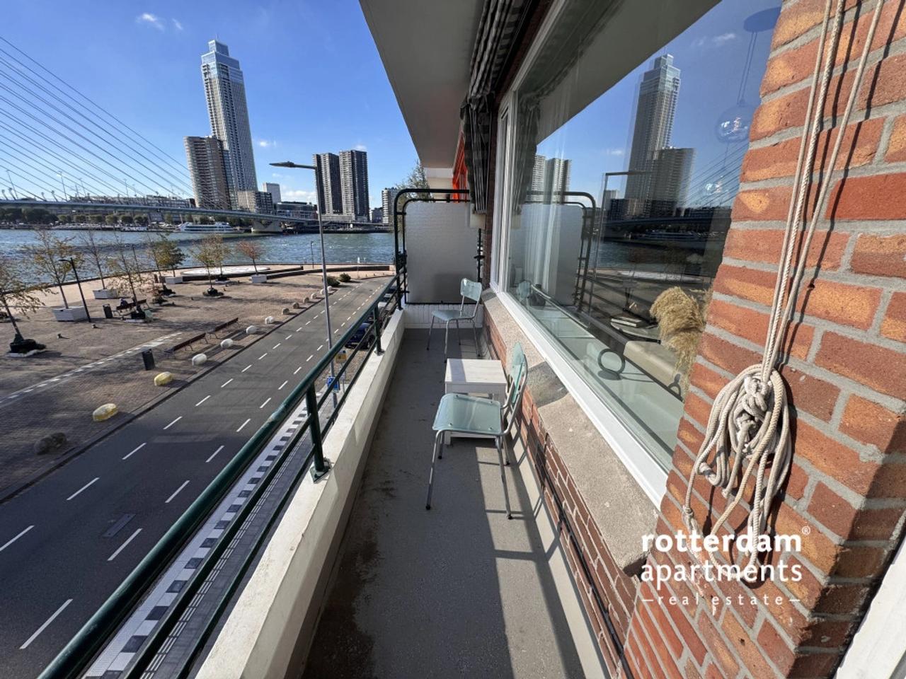Balkon met uitzicht op Maas en Erasmusbrug - Afbeelding 18