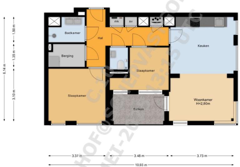 66 m² appartement met balkon in Bijlmer Centrum - Afbeelding 12