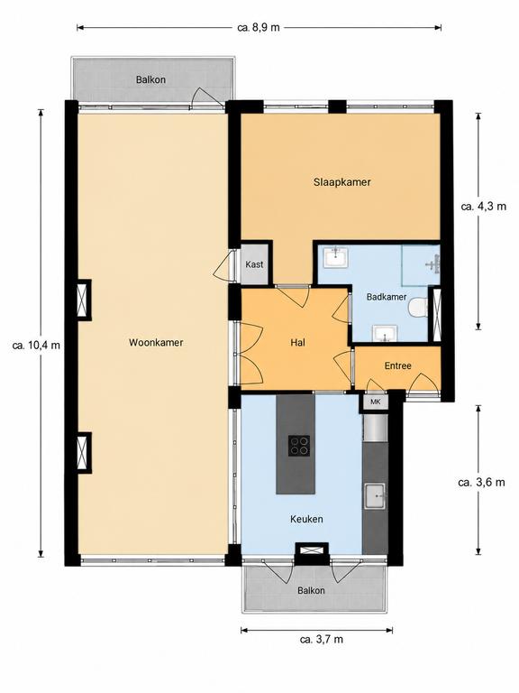 Gemeubileerd appartement met 2 balkons - Afbeelding 19