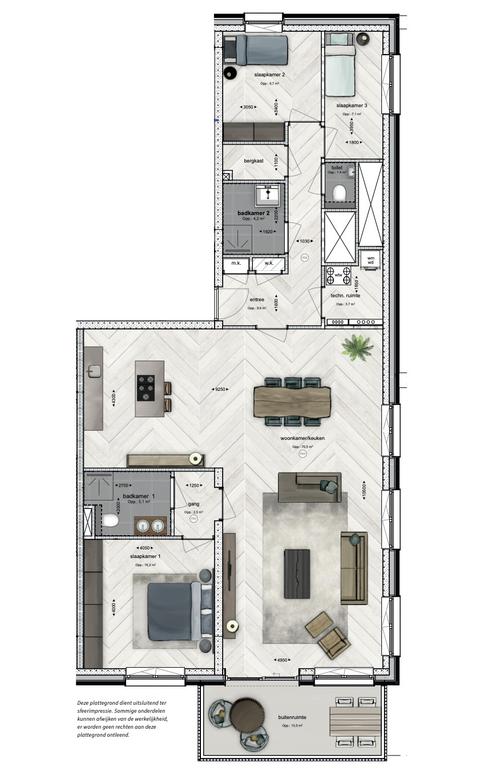 137 m² appartement met 3 slaapkamers - Afbeelding 15
