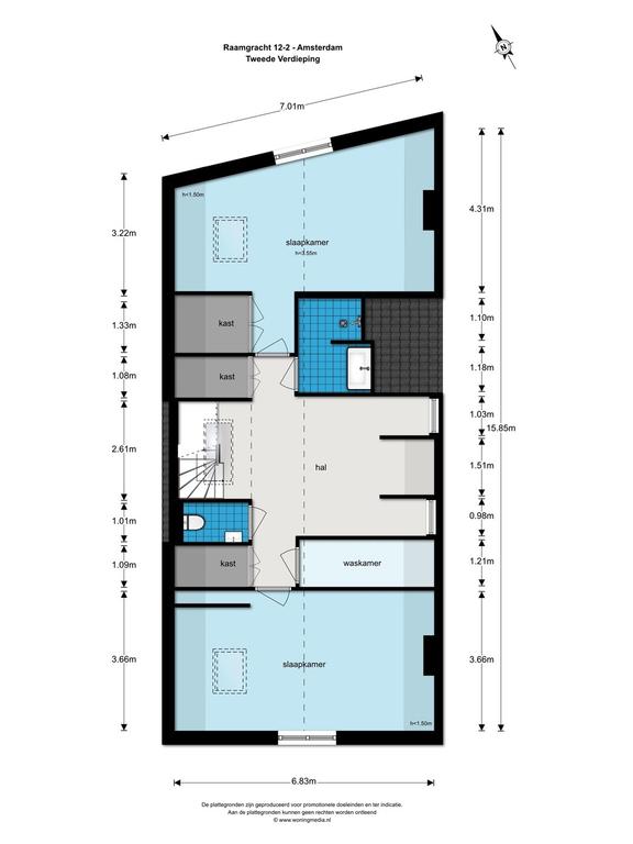185 m² dubbel bovenhuis aan de Raamgracht - Afbeelding 27