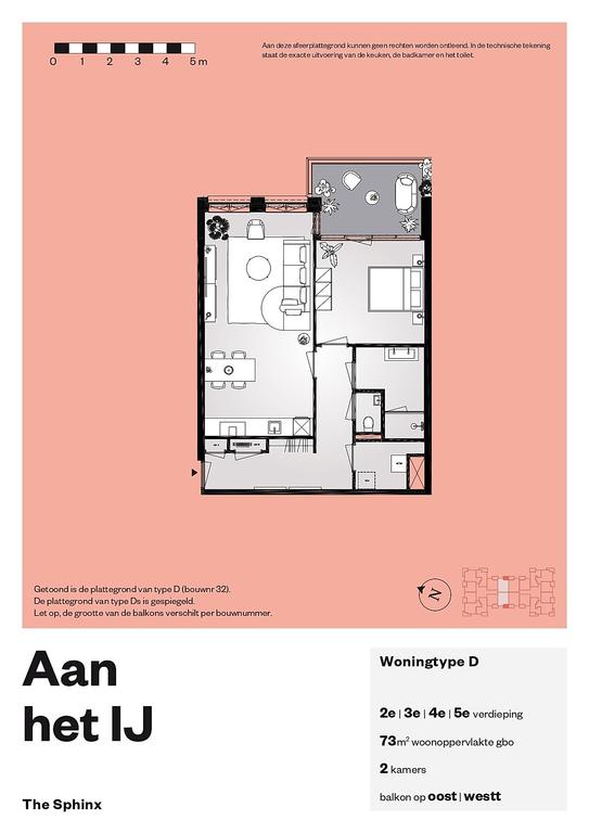 73 m² appartement aan het IJ met balkon - Afbeelding 3