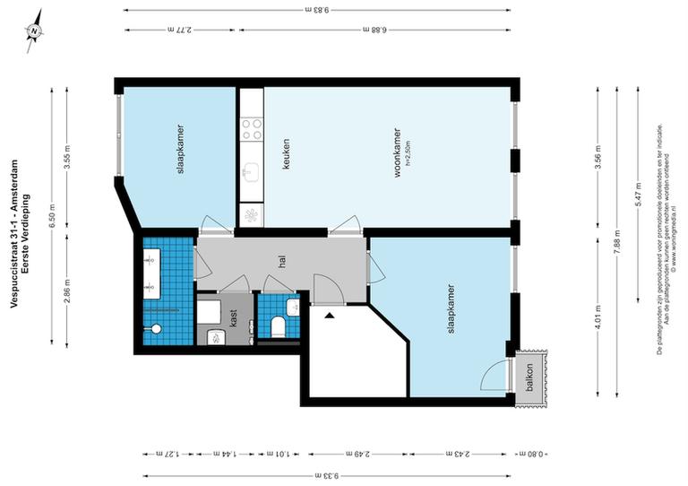 61 m² appartement met balkon in De Baarsjes - Afbeelding 15